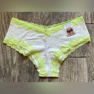 New Saint Eve stretch soft cotton hipster panties size M Lace trim Ivy Lime